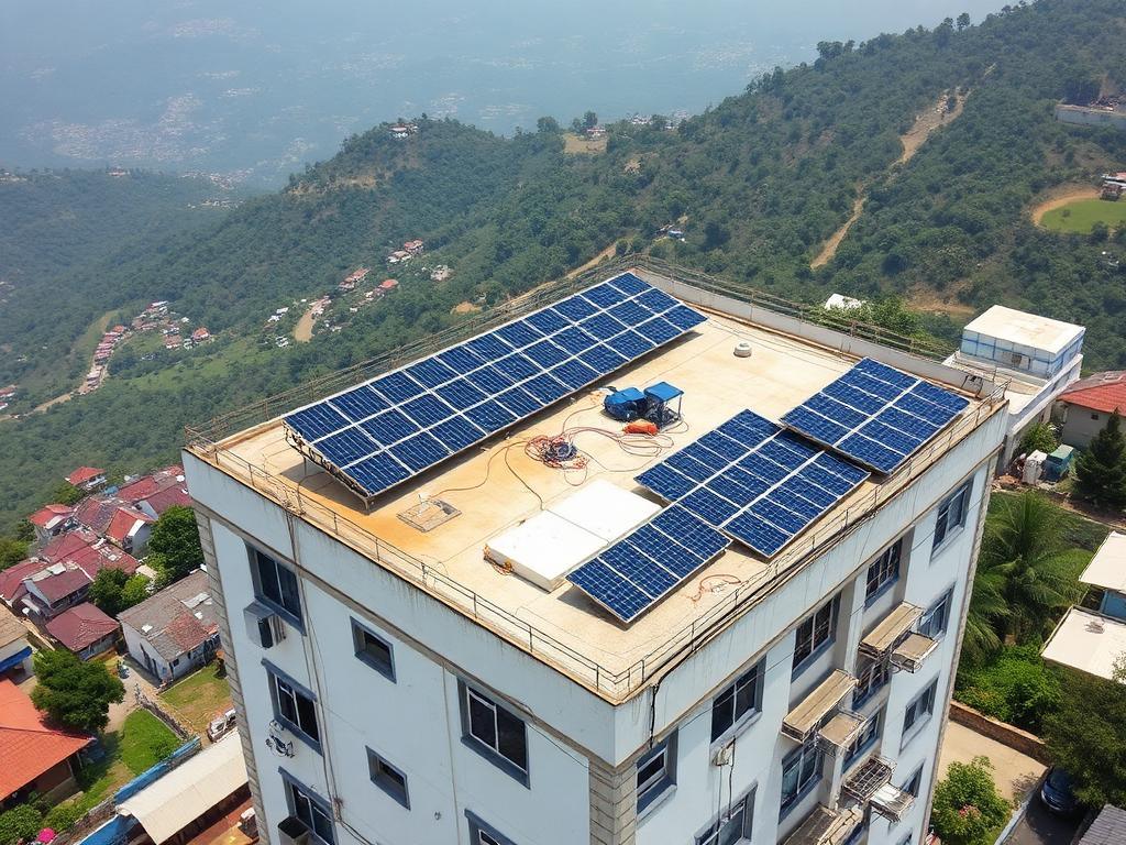 30 kW rooftop solar plant on a commercial building in Dehradun
